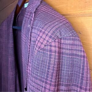 $1395 Boglioli Milano Burgundy Check Blazer 54s Italy 44S